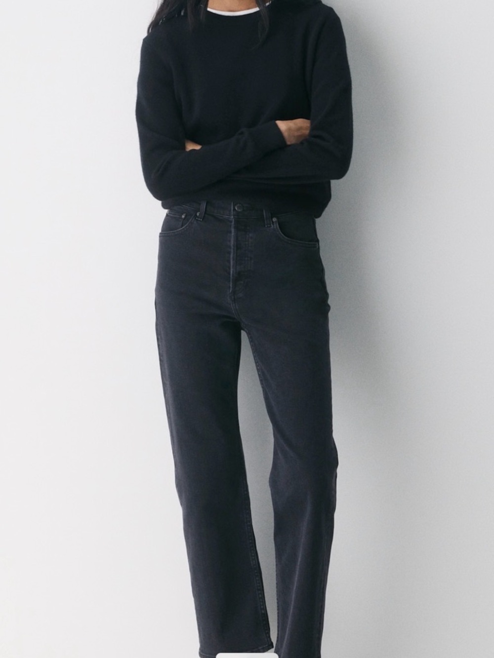 Denim Forum The Arlo Black High-Rise Straight Jeans